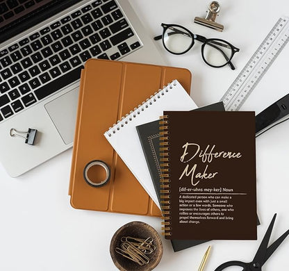 OXW Difference Maker Appreciation Gift, Meeting Notebook for Work, Thank You Gifts for Leader Mentor Manager Boss, Office Supplies Social Worker Notebook, Coffee Hardcover Spiral Notebook 5.5 x 8.3