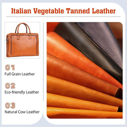 Banuce Vintage and Stylish Genuine Full Grains Italian Leather Briefcase for Women Laptop Bag Business Work Bag