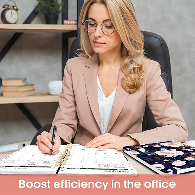 2026 Planner, Aesthetic Weekly and Monthly Planner for Women, Jan 2026 to Dec 2026, Hardcover 2026 Calendar Book with Monthly Tabs, Inner Pocket, Perfect for Office Home School - A4 (8.5" x 11"), Dusky Peony