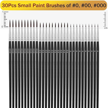 Anezus Tiny Detail Paint Brushes 30 Pcs Fine Paint Brushes Set with 3 Size #0#00#000 Liner Brush for Miniature 40k Model Crafts Watercolor Acrylics Oil