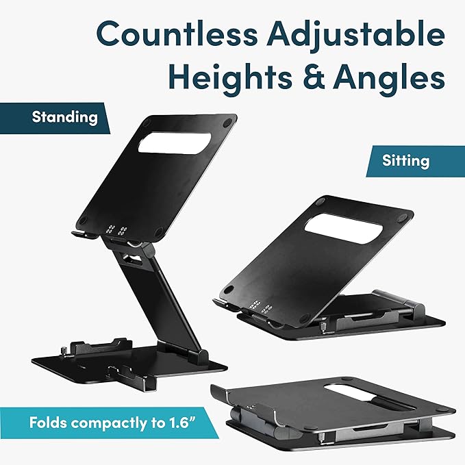 Lifelong Quad PRO Adjustable Laptop Stand, Portable and Ergonomic, Fits MacBook and Laptops 10-17 Inches, Lifts Up to 20 Inches, Ideal for Working from Home or Office