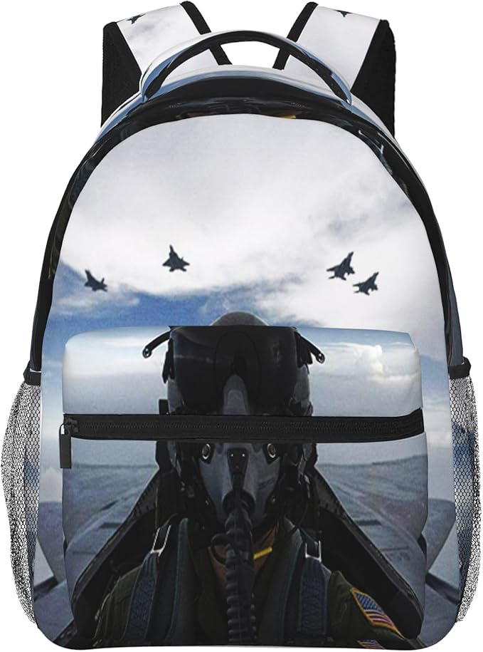 Airplane Aircraft Backpack Fighter Pilot Travel Laptop Backpacks Ruckasck Book Bags Plane School Bag for Boys Girls Kids Childrens Teenager