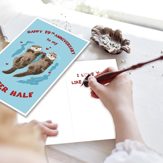 Funny 19 Years Anniversary Card for Her Him,Cute 19th Anniversary Card for Husband Wife Boyfriend Girlfriend Couple,Romantic 19th Anniversary Card Gift