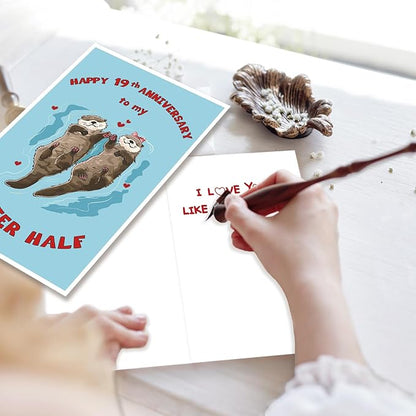 Funny 19 Years Anniversary Card for Her Him,Cute 19th Anniversary Card for Husband Wife Boyfriend Girlfriend Couple,Romantic 19th Anniversary Card Gift