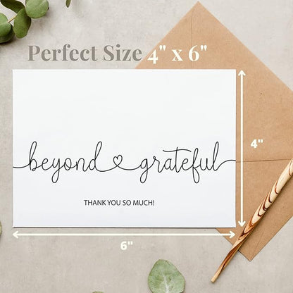 Thank You Cards Beyond Grateful Cards - Bulk Pack of 20 with Kraft Envelopes and Stickers, 4x6 Inch Professional Looking, Suitable for Business, Baby Shower, Wedding, Graduation, Bridal Shower