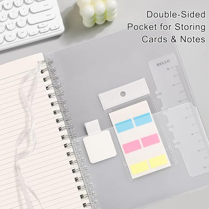 EMSHOI Lined Spiral Journal Notebook, A5 College Ruled Notebook, 300 Pages/150 Sheets, 100gsm Acid-Free Paper, Waterproof Softcover Notebook for School, Work, Note Taking, 5.7" × 8.22" - Transparent