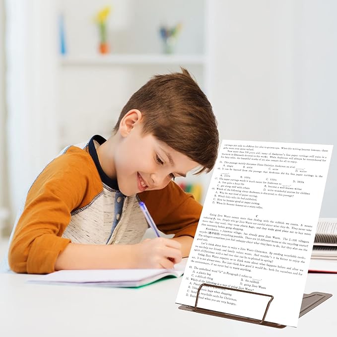 Metal Book Stand - Adjustable Book Holder for Reading (Full Brown)