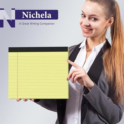 2 Pack Note Pads 11" x 9.5" Legal Pads College Ruled Notepad Micro Perforated Writing Pads Yellow Lined Paper 80GSM College Ruled Paper Pad of Paper 30 Sheets Notebook for School, To-Do Lists, Office
