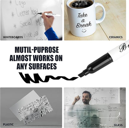 Black Dry Erase Markers, Low-Odor, 108 Count, Chisel tip, Perfect for Writing on Whiteboards, Dry-Erase Boards, Glass, School Office Supplies