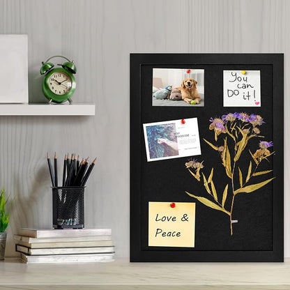 Black Cork Board Black Bulletin Board Pin Display Board for Wall Corkboard Black Pushpin Board Vision Board Picture Photo Felt Board for Memos, Photos, Home, Kitchen, Office,15"x11"