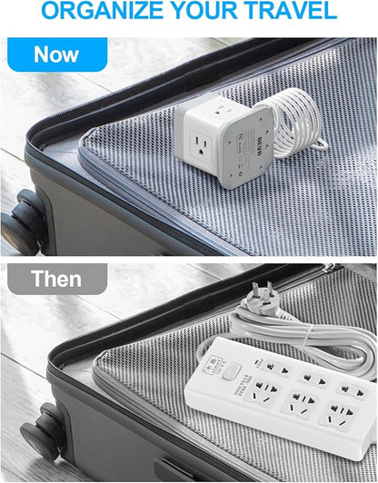 BEVA Power Strip with USB - 5ft Long Extension Cord Desktop Charging Station, Power Strip Cube with 4 Outlets and 3 USB Ports, Overload Protection, Compact for Travel, Cruise Ship, Office, Dorm Room