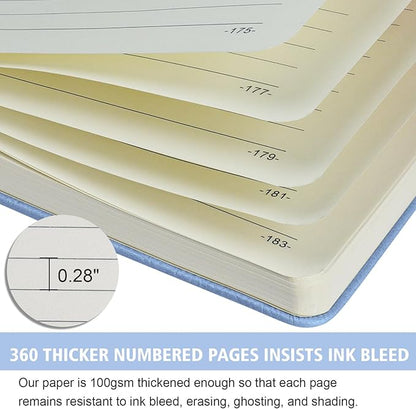 Lined Journal Notebook, 1 Pack (Sky Blue), 360 Pages, 9.8 inches x 6.9 inches - 100 gsm Thick Paper, Hardcover