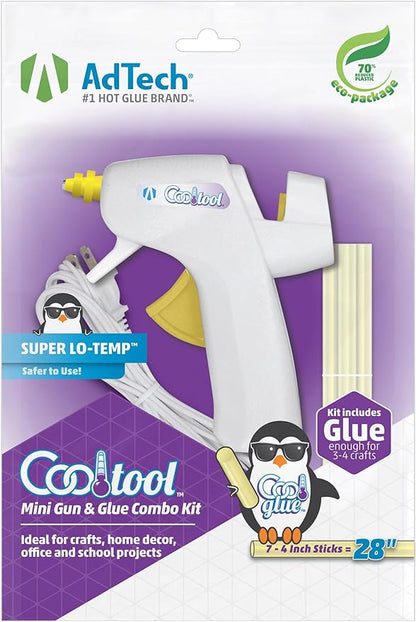 AdTech Cool Tool Kit with Low-Temp Glue Gun, White - Kid-Friendly, Safe for Crafting & Projects, Lightweight & Portable for Group Events