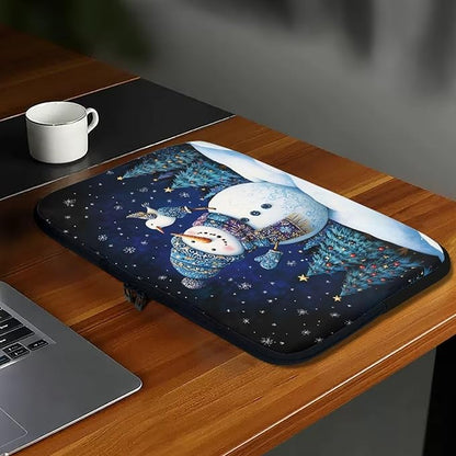 Cute Snowman Computer Sleeve for Women 13 inch Laptop Sleeve Christmas Lap Top Case with Multiple Uses Tablet Bag Teen Girls Laptop Carrying Case Briefcase