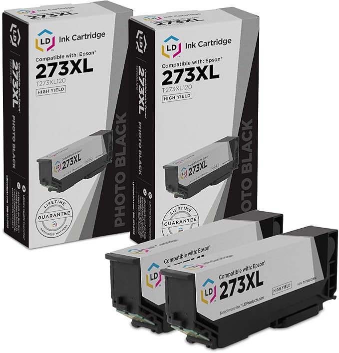 LD Products Remanufactured Ink Cartridge Replacement for Epson 273 273XL High Yield (Photo Black, 2-Multipack) Compatible with The Following Epson Printer Model XP Series XP-520
