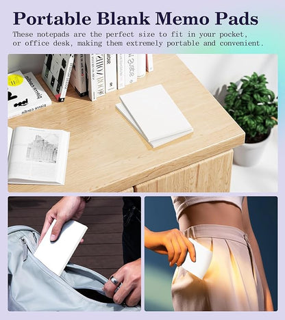 Small Note Pads 3x5 Pocket Notepad, 10 Pack Server Note Pads 3x5, White Memo Pads, Scratch Pads, Small Writing Pads White Paper, 50 Sheets per Blank Mini Notepads 3x5 Scratch Paper for Work/School