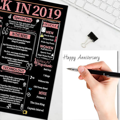 Joycard 6th Anniversary Card for Women, Wedding Card for Wife, Sweet Marriage Decorations Gifts for Couple, Perfect for Her on Anniversary Day, Back in 2019