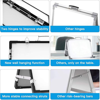 Whiteboard Dry Erase Boards, Portable White Board Double Sided Magnetic Board Stand,Foldable Hanging Wall Desktop Boards Easel for Kids Students Teacher for School Home Kitchen Office 24x18 Inch