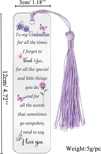 Godmother Gifts for Women Acrylic Plaque Bookmark Set Birthday Gifts for God Mom Personalised Butterfly Keepsake Bookmarker Mothers Day Christmas Thank You Gifts for Her from Godson Goddaughter
