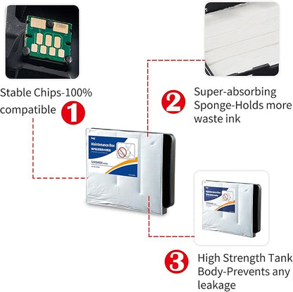 HEG SJMB4000 Remanufactured SJMB4000 Maintenance Box C33S021601/C33S021602 for Colorworks CW-C4000 C4000 C4000e C4020 C4030 Color Inkjet Lable Printer(2 Pack)