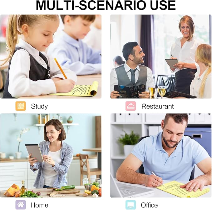 Utron 6 PCS Small Legal Pads 5x8 Yellow, Narrow Ruled Small Note Pads 5x8, Micro Perforated Writing Pad, College Ruled Legal Notepads 5x8 for Study, Office, To-Do Lists(30 Sheets/Small Notepad)