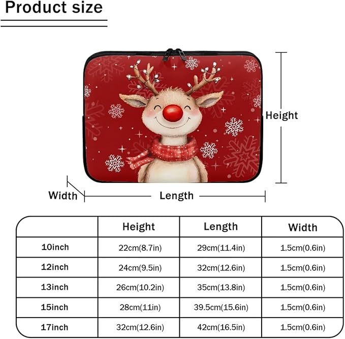 Cute Deer Laptop Sleeve for Women 13 inch Laptop Protector with Multiple Uses Computer Carrying Case Portable Tablet Bag Lap Top Case Christmas Laptop Protector