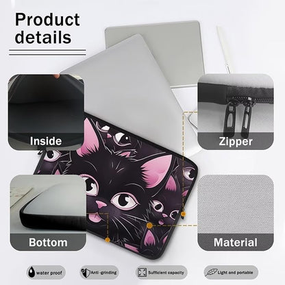 Black Cat Printed Laptop Briefcase for Women Men, Waterproof 17 Inch Laptop Bag Messenger Bag Lightweight Laptop Case for Office Business Traveling Daily Use, Gift for Father