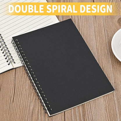 BoAn Spiral Notebook 2 Pcs 8.3 Inch x 11.2 Inch A4 Notebook 76 Pages/ 38 Sheets Soft Cover Spiral Notebook Journal Sketchbook Soft Kraft Cover Sheets for Students Office Business