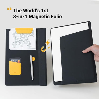 LHiDS Folio Lite 2.0 with Stand, Business Portfolio Resume, 3-in-1 Padfolio with Magnetic Accessories, Work as Notebook Cover, Clipboard, Organizing Board for Home and Office (Yellow, A4/Letter)