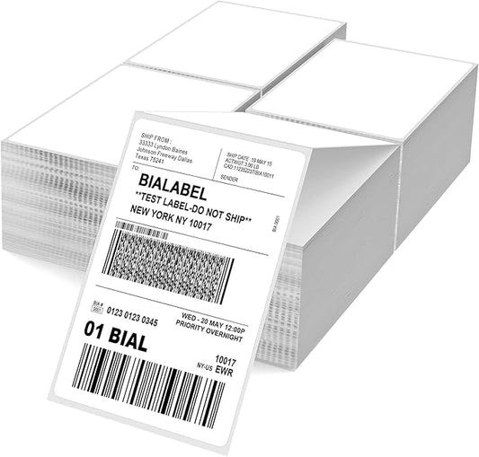 4 Stacks 4" x 6" Thermal Labels, 2000 Pcs Thermal Label Printer Paper for Rollo Label Printers and Zebra, Folded, Commercial Grade