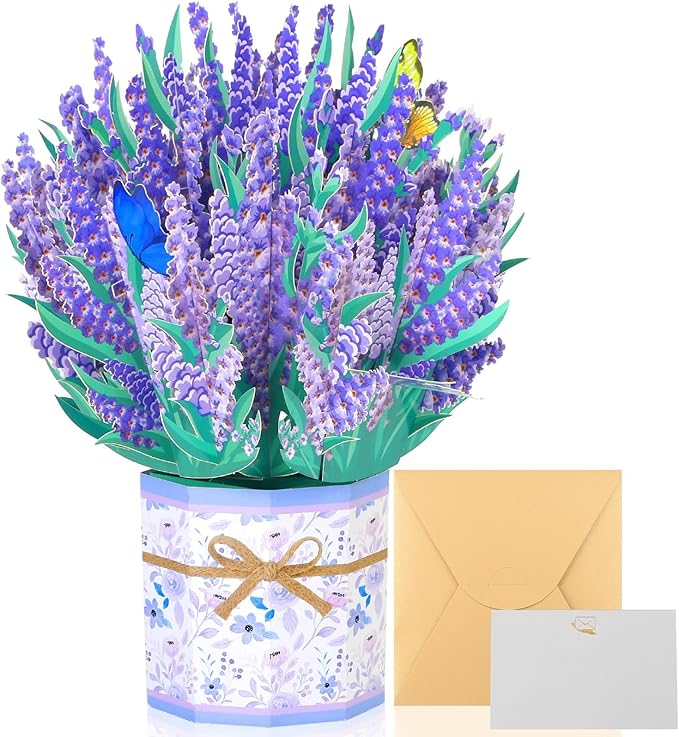 Pop Up Flowers Bouquet Cards Get Well Cards 3D Flower Birthday Cards with Note Card and Envelope for All Occasion Mother's Day Thinking of you Thanksgiving Christmas Gift