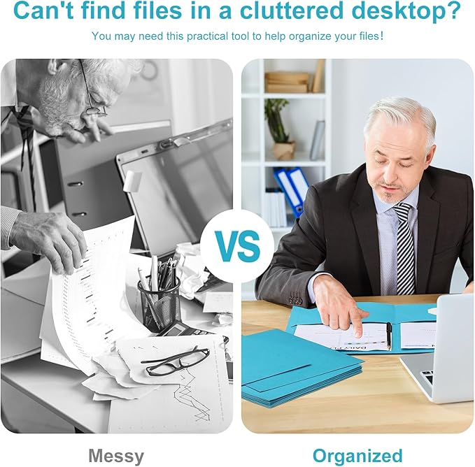 Harloon Lake Blue Two Pocket Portfolio Folders Bulk, 8.5 x 11 Inches Textured Paper with Business Card Slot Letter Size File Folders for Office School Classroom (75 Pack)