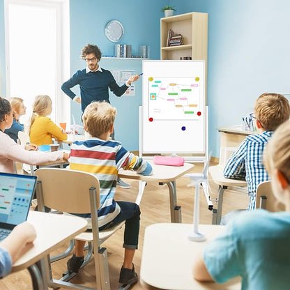 H-Qprobd Magnetic Whiteboard Mobile Dry Erase Board with Stand 40"x28" Double Side Rolling Whiteboards on Wheels for Home, Office & School