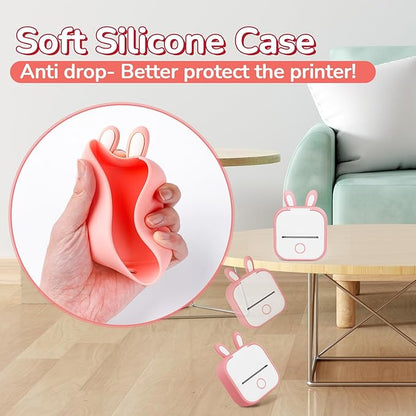 Phomemo T02 Case Pink- Compatible with T02 Mini Printer, Adorably Unique Design Flexible Protective Case for Gift