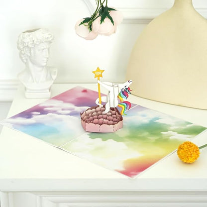 Funny Birthday Card | 3D Pop Up Cards of Colorful Unicorn Dancing on Pole | 30th, 40th Birthday Cards for Women | Promotion, Retirement Card for Coworker, Boss | Bday Greeting for Sister, Friend, BFF