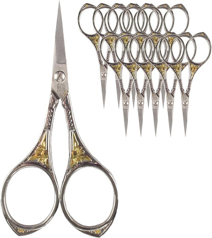 JubileeYarn Sun Motif Embroidery Craft Scissors - Silver - 10 Scissors