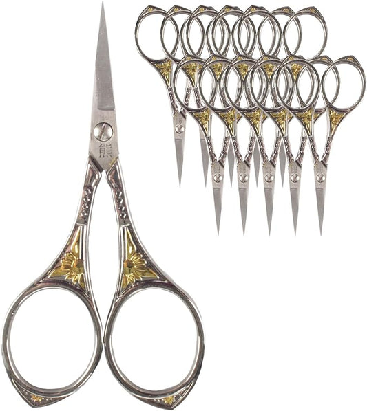 JubileeYarn Sun Motif Embroidery Craft Scissors - Silver - 10 Scissors
