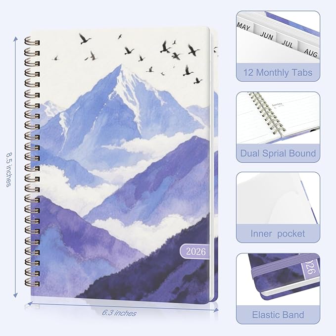 2026 Planner, Weekly and Monthly Academic Planner Calendar (JAN.2026 - DEC.2026), Planning Agenda Book, for Office Desk Accessories and School Supplies, A5(6.3" x 8.5")