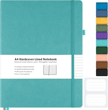 Blank Notebook, Hardcover Sketch Book, 8.5" x 11" Large Blank Journal, No Bleed Thick Paper Sketchbook for Drawing Art, Unlined Notebook Journal for Women Men, A4 Leather Sketchbook, Lay Flat, Teal