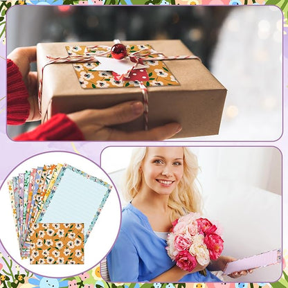 TaoBary 160 Packs Stationery Paper Set (50 Double Sided Stationery Writing Papers 50 Matching Envelopes) 60 Round Dot Sticker, 10 Design(Kawaii,5.5 x 8.25 Inch)