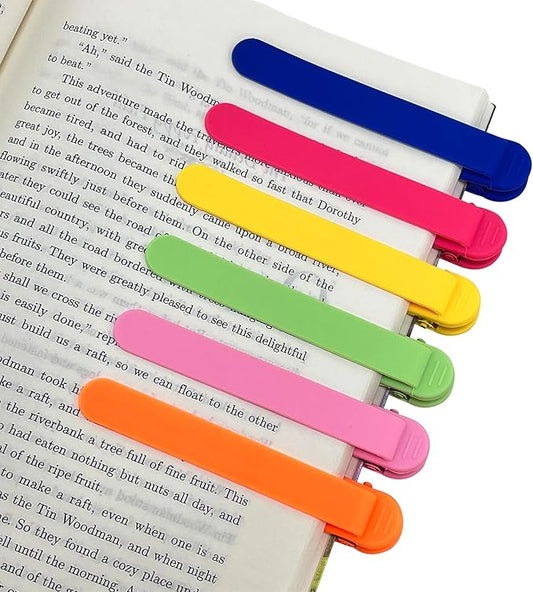6Pcs Automatic Bookmark, Silicone Smart Book Marks for Reading Women, Men, Kids,Cute Unique Book Markers Bookmark Clip Reading Accessories Gifts for Book Lovers (Colorful 6pcs)