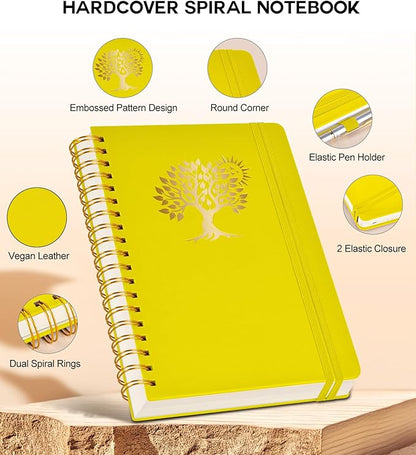 Large Spiral Notebook Journal for Women Men - 300 Numbered Lined Pages, College Ruled,B5 Hardcover Spiral Bound Notebook for School, Work, Note Taking, Writing, Leather Spiral Journal 7"x10"