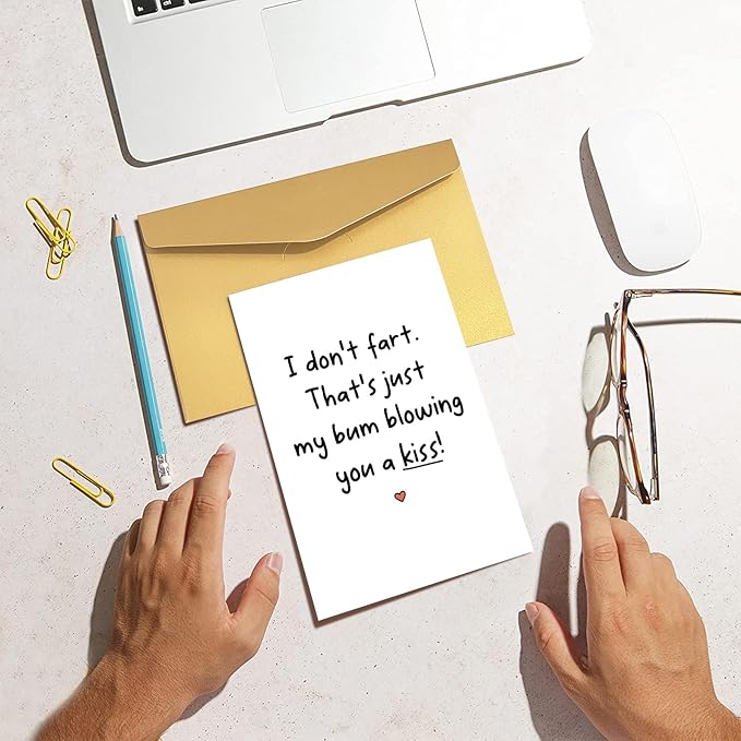 Funny Fart Anniversary Card, Humor Birthday Card for Husband Wife, Valentines Card for Him Her, My Bum Blowing You A Kiss