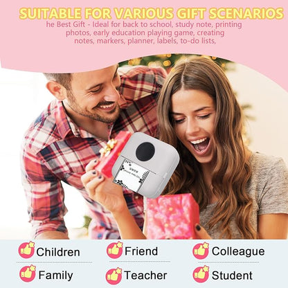 BRONA Notebuddy Mini Portable Printer, Bluetooth Smart Pocket Inkless Thermal Printer with 5 Roll Papers for Journal/DIY Scrapbook/Travel/Notes/Lists/Label/Memo, Receipt Printer for iOS&Android