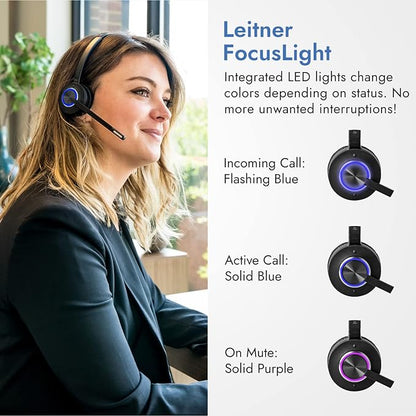 Leitner LH575 2-in-1 Wireless Office Headset with Mic - Computer & Telephone Headset (DECT Headset, not Bluetooth) - 5 Year Warranty - Phone Headsets for Office Phones