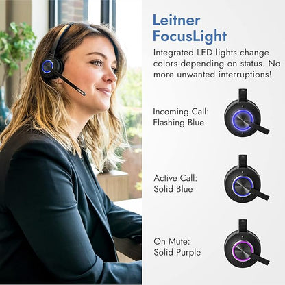 Leitner LH570 2-in-1 Wireless Office Headset with Mic - Computer & Telephone Headset (DECT Headset, not Bluetooth) - 5 Year Warranty - Phone Headsets for Office Phones