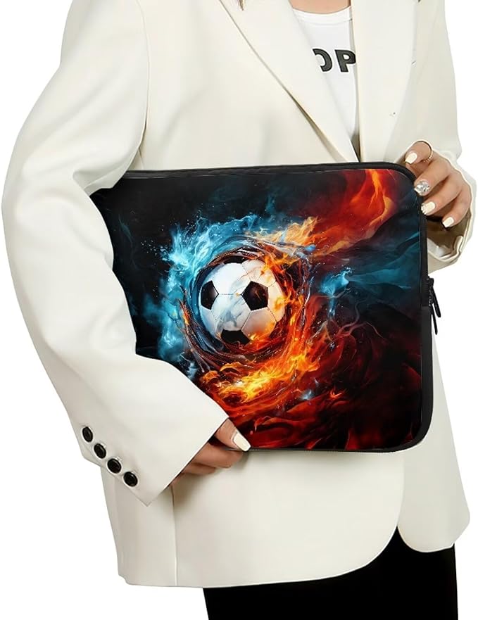 Football Lap Top Case for Men Boys 17 inch Laptop Sleeve Water and Flame Computer Sleeve Bag Portable Laptop Protector with Multiple Uses Ideal Gifts for Women Girls Tablet Bag Briefcase