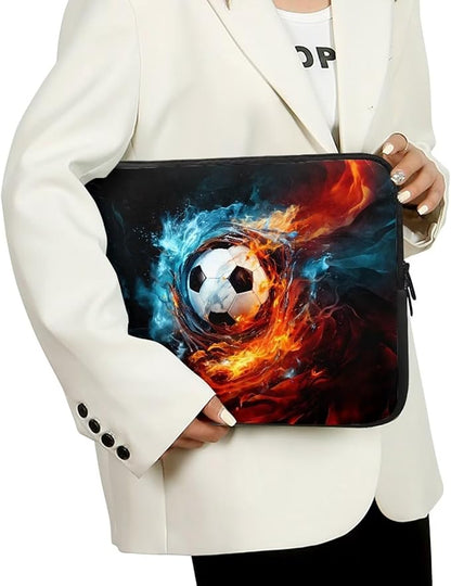 Football Lap Top Case for Men Boys 15 inch Laptop Sleeve Water and Flame Computer Sleeve Bag Portable Laptop Protector with Multiple Uses Ideal Gifts for Women Girls Tablet Bag Briefcase
