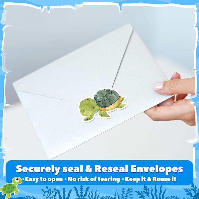 1 Roll Animal Stickers Reward Cute Space Stickers Office Supplies Incentives Sticker Animal Party Favor Decal, 500 Pcs Each Roll(Aquatic Creatures)