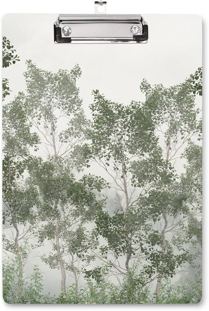 WAVEYU Cute Clipboard, Decorative Office School Fashion Hardboard Wood Nursing Clip Board for Standard A4 Letter Size for Students, Women,12.5"x 9", Green